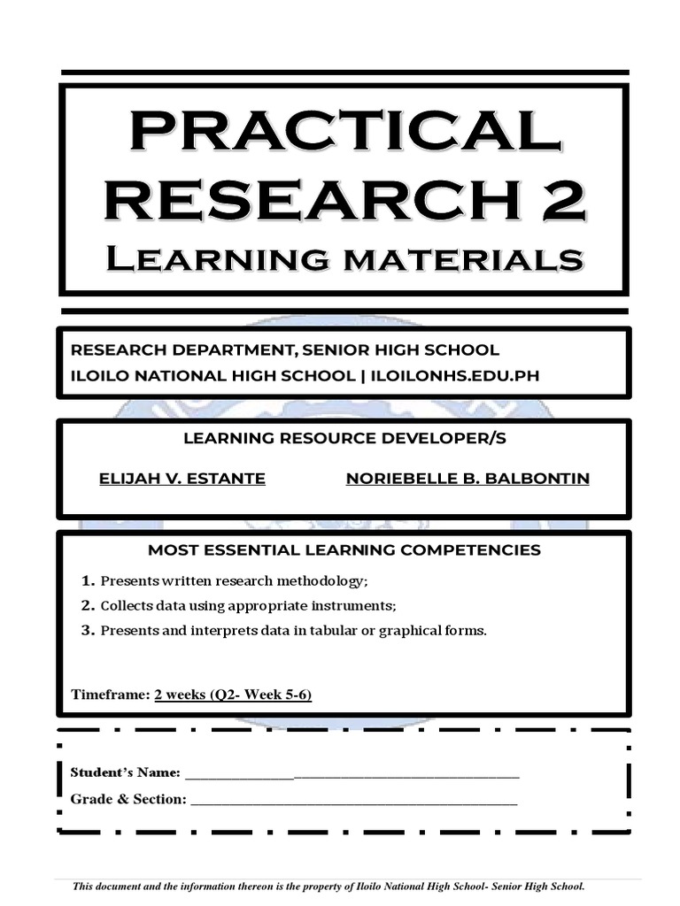 PR2 Q2 Week 56 Learning Materials | PDF | Survey Methodology ...