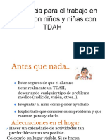 Sugerencia para El Trabajo en El Aula Con Niños y Niñas Con TDAH