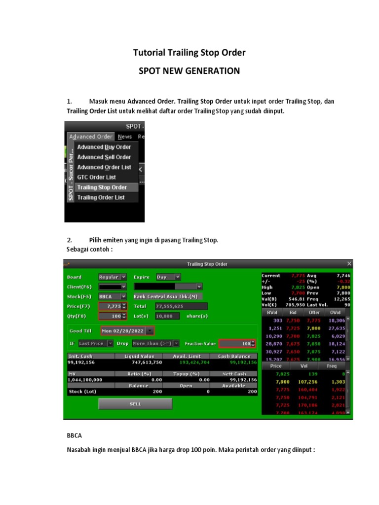 Panduan Pasang Trailing Stop Order | PDF