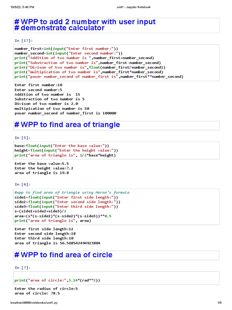 UNIT1 - Jupyter Notebook | PDF | Area | Fahrenheit