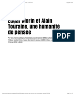 Edgar Morin Et Alain Touraine, Une Humanité de Pensée - Libération