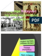 Ang Mga Katayuan NG Ating Mga Ninuno Sa Sinaunang Panahon