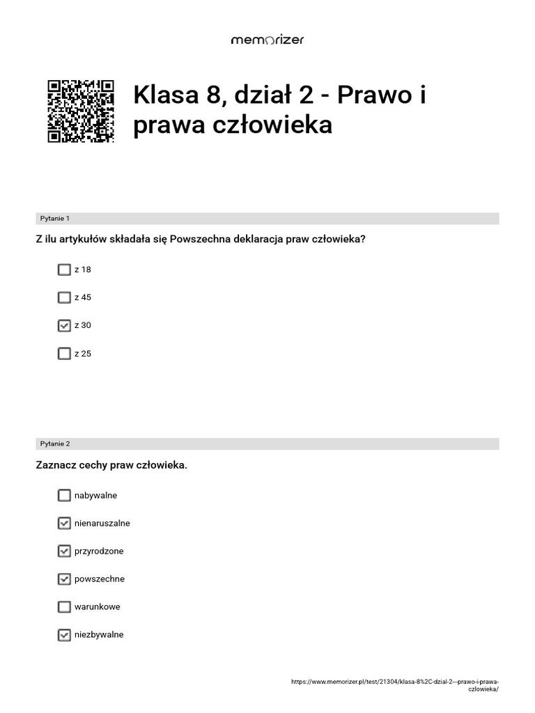 Prawo I Prawa Człowieka Sprawdzian Klasa 8 Odpowiedzi