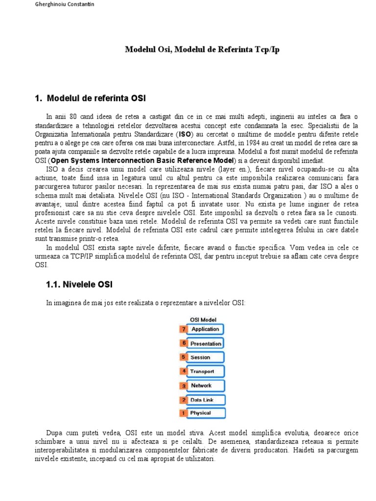 Modelul Osi, Modelul de Referinta TcpIp | PDF