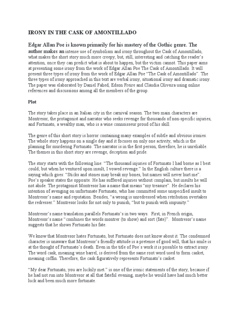 Irony in The Cask of Amontillado PDF