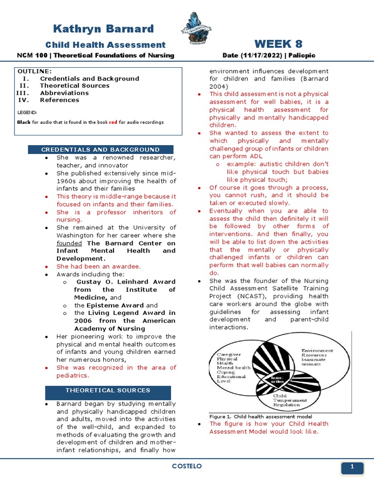 Kathryn Barnard's Child Health Assessment | PDF