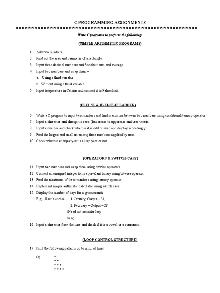 C program assignement pdf matrix mathematics string computer