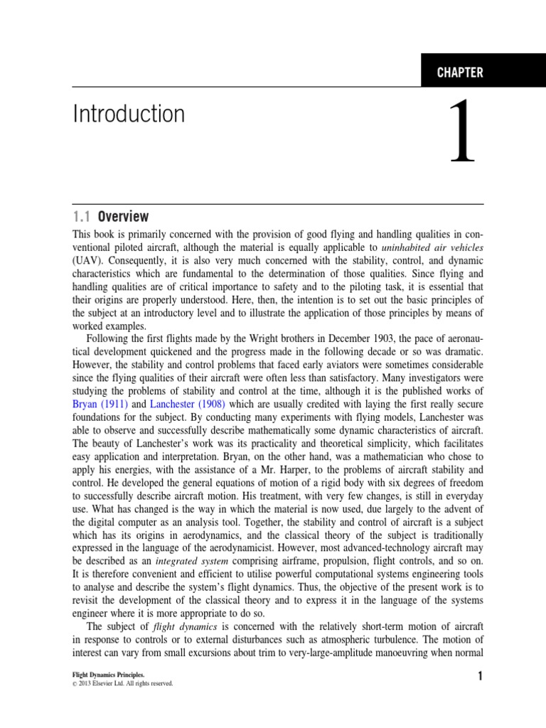 Chapter 1 Introduction 2013 Flight Dynamics Principles | PDF ...