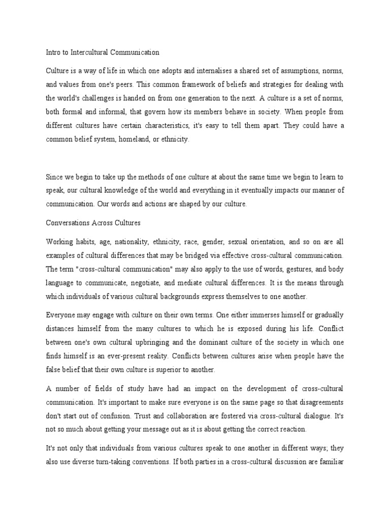 Intro To Intercultural Communication | PDF | Cross Cultural ...