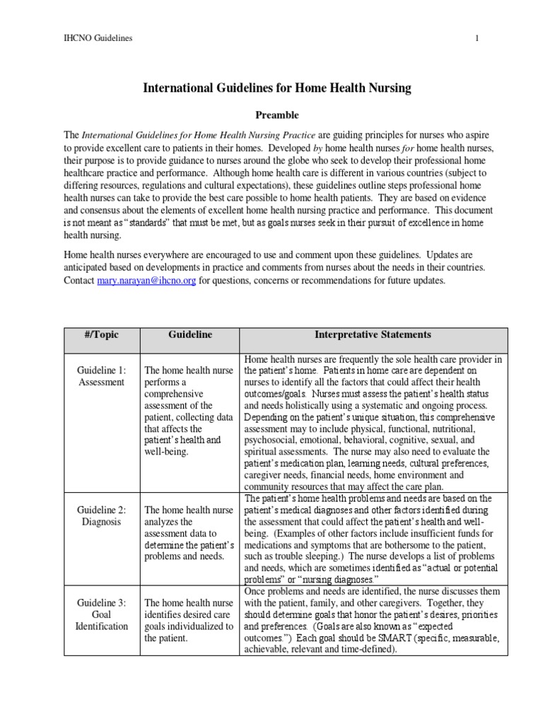 International Guidelines For Home Health Nursing Practice 10 12 2018 1