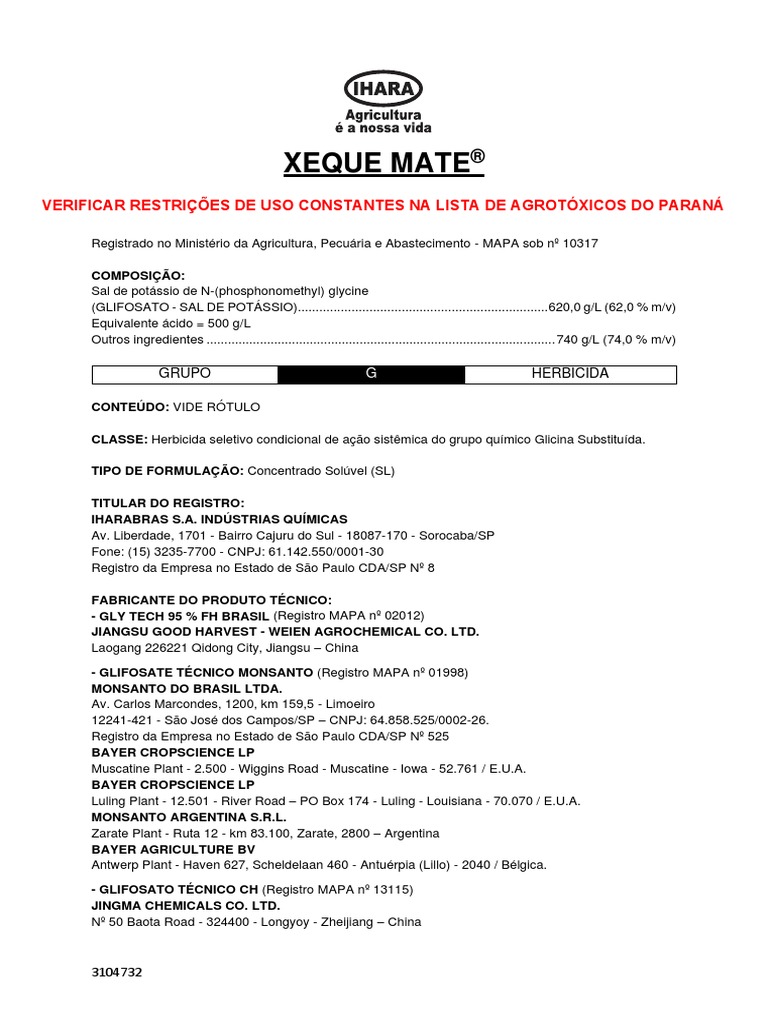 Xequemate Bula, PDF, Embalagem e rotulagem