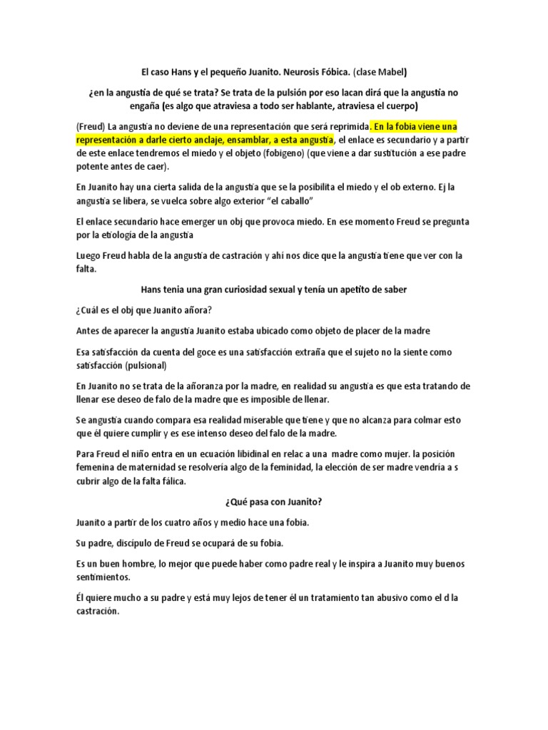 Angustia y fobia en el caso de Juanito | PDF | Psicosis | Jacques Lacan