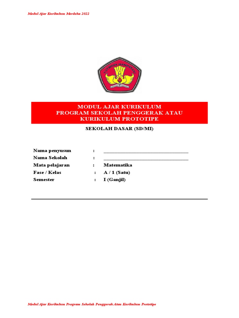Modul Ajar Matematiks Bab 1 Kelas 1 Pdf