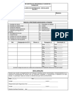 Formulário de distribuição e devolução de EPI's para gestão de riscos no trabalho