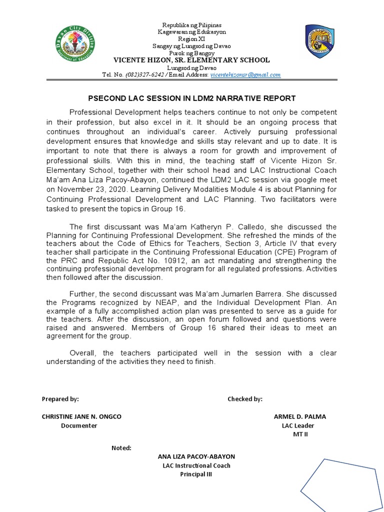 LDM2 LAC Session Report for Teachers | PDF | Teachers | Teaching