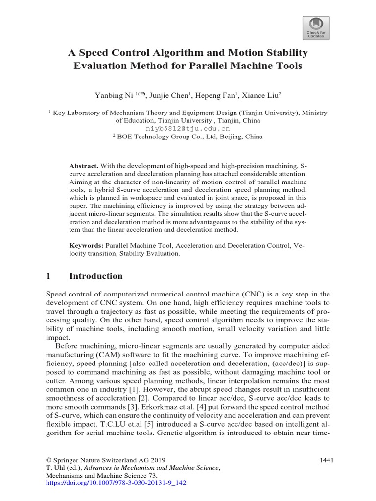 A Speed Control Algorithm and Motion Stability Evaluation Method For ...