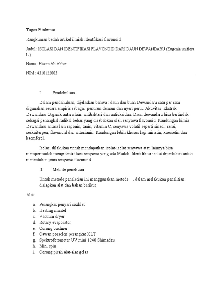 Tugas Fitokimia Bedah Jurnal Flavonoid PDF