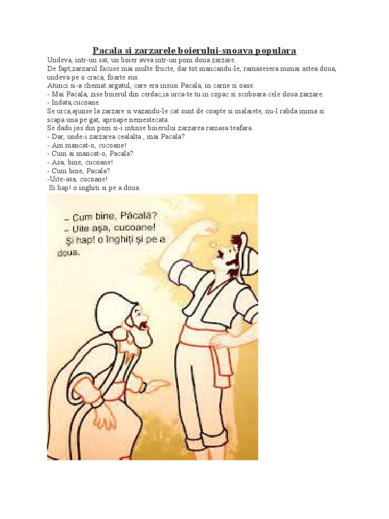 Pacala Si Zarzarele Boierului | PDF
