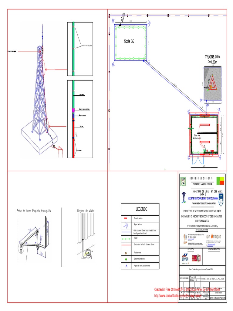 Schema D Installation D Un Paratonnerre Pdf 18 09 04-AEP-AB - FOR - 13 - PLA - 013 - B - Plan Execution Paratonnerre  FZ5 Model | PDF