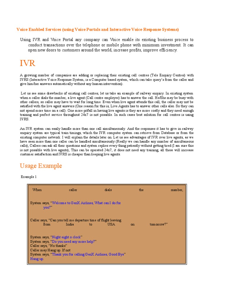 Voice Enabled Services: IVR & Portals Guide | PDF | Business