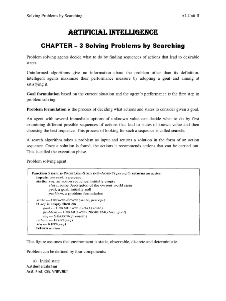 Artificial Intelligence Unit-2 Solving Problems by Searching | PDF ...