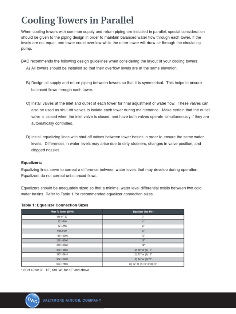 Cooling Tower Equalizer Line Guidelines | PDF | Valve | Mechanical ...