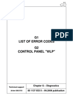G1 List of Error Codes G2 Control Panel "WLP": Chapter G - Diagnostics 00 1137 933 0 - 09.2008 Publication