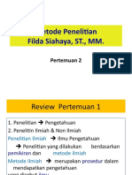 Metode Penelitian Pertemuan 2 by Filda Siahaya ST., MM.