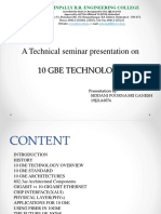 A Technical Seminar Presentation On 10 Gbe Technology: Joginpally B.R. Engineering College