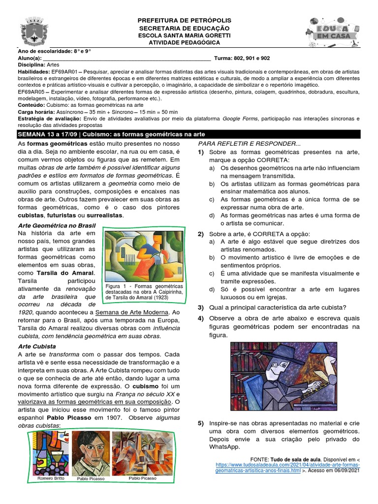 Artes 802 e 9 Ano PDF, PDF, Geometria