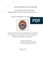 Relación Entre Factores de Personalidad y Factores de Felicidad