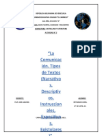 ACTIVIDAD #2. I LAPSO. REYNALDO LEIRA. 2do AÑO, SECCION A. CASTELLANO Y LITERATURA. LA COMUNICACION Y TIPOS DE TEXTO.