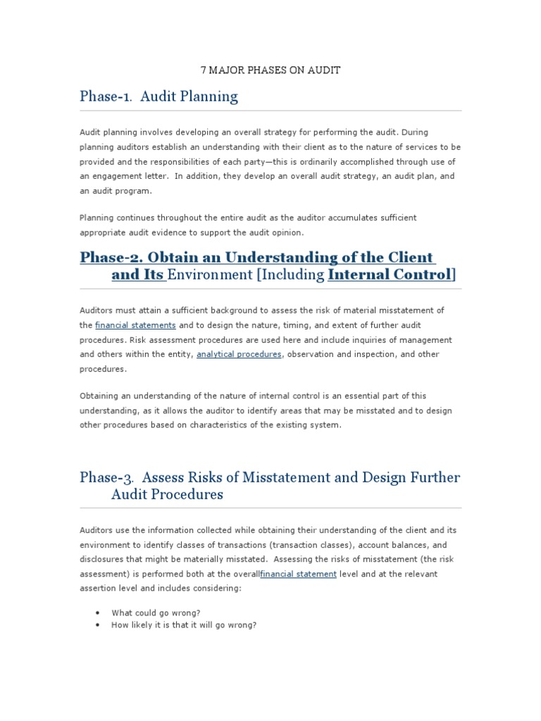 7 Major Phases On Audit | PDF | Audit | Auditor's Report