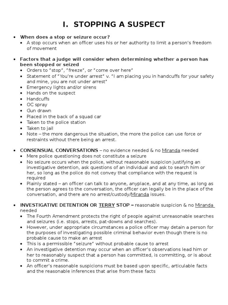 search and seizure Search And Seizure Reasonable Suspicion