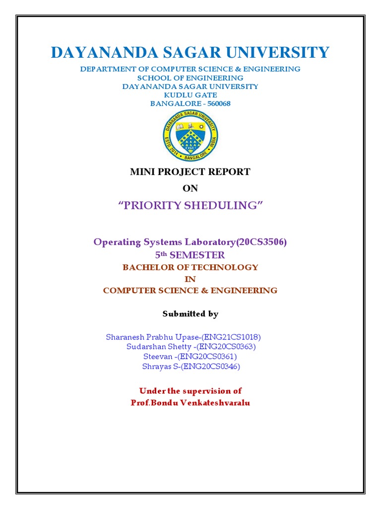Priority Scheduling Mini Project Report | PDF | Scheduling (Computing ...