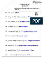 Correção da Ficha Trabalho 2 Funções Sintáticas