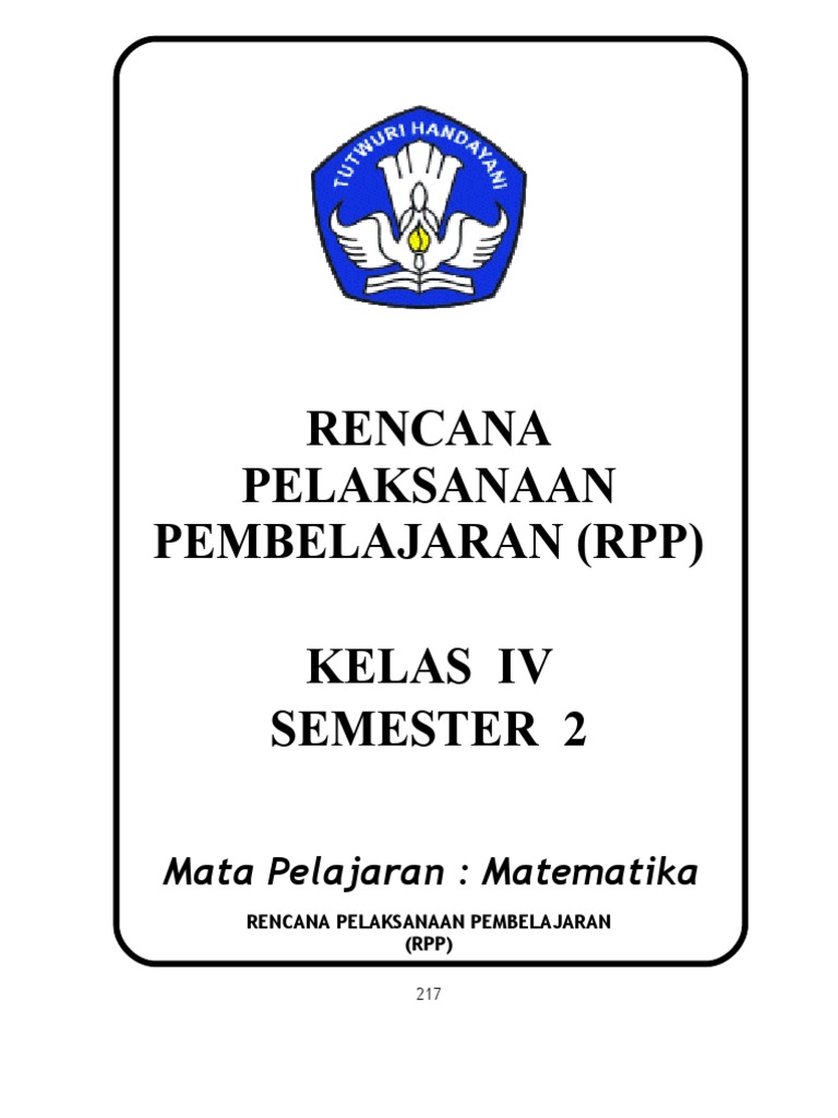 Rpp Matematika Kelas 4 Smt 2
