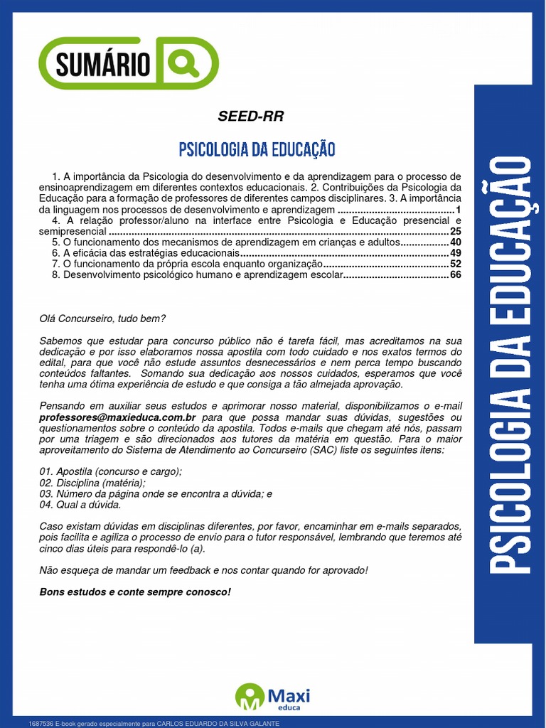 Psicologia do Desenvolvimento e Aprendizagem | PDF | Psicologia ...
