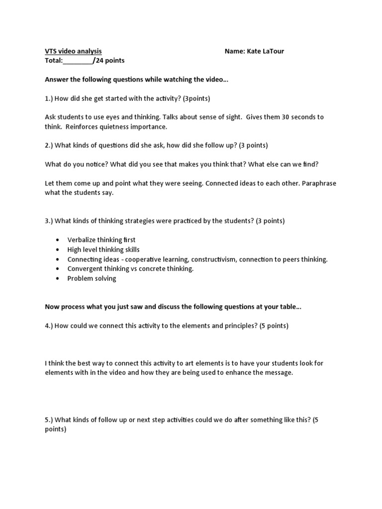VTS Video Analysis for Educators | PDF
