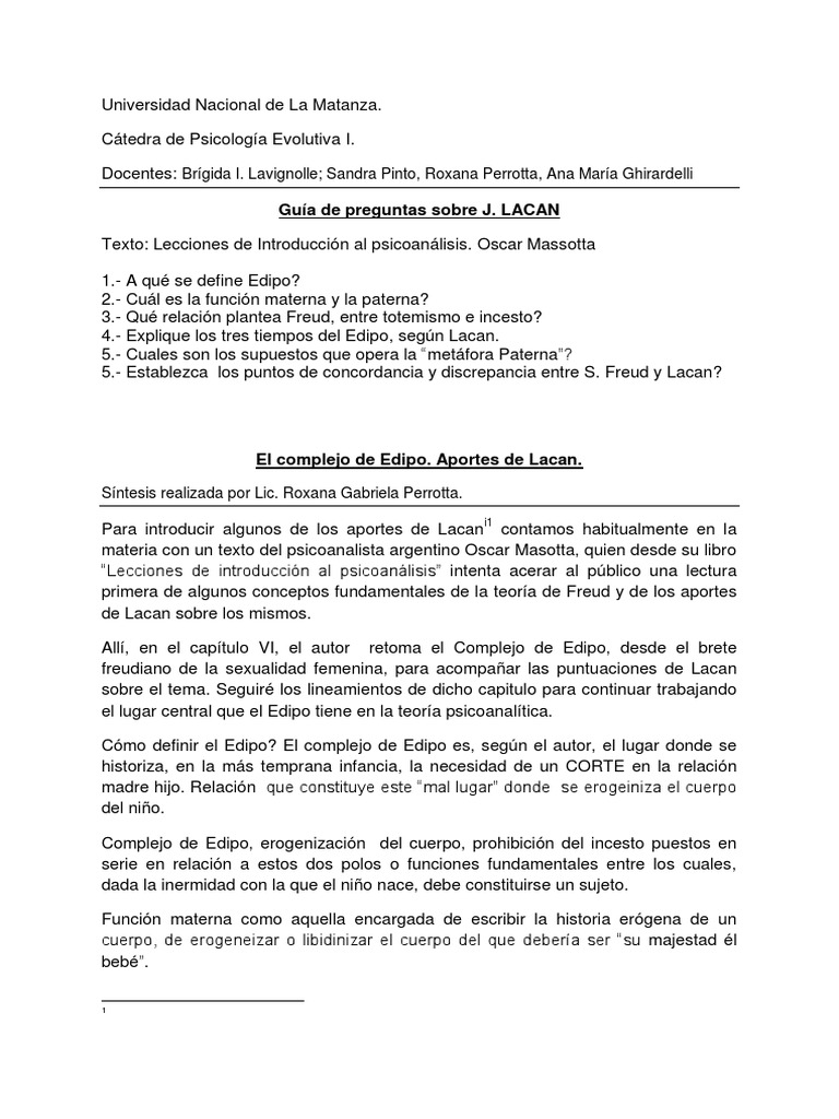 LACAN - El Complejo de Edipo | PDF | Complejo de Edipo | Jacques Lacan