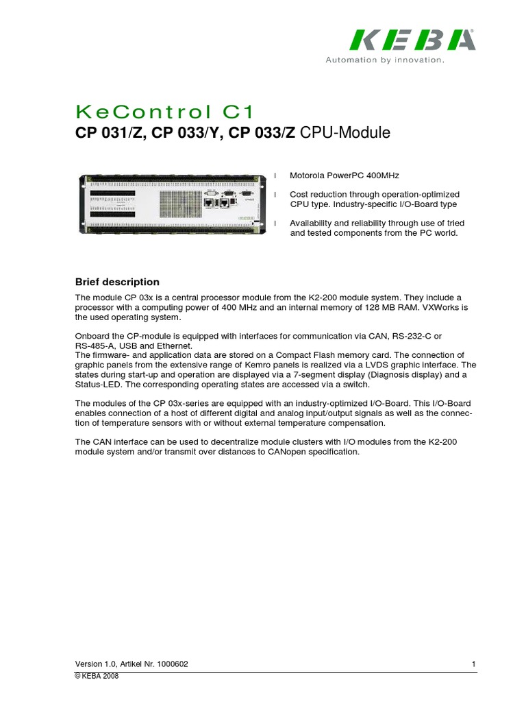 CP 031-Z, CP 033-Y, CP 033-Z CPU-Module | PDF | Central Processing Unit ...