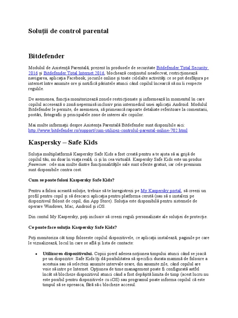 Soluții de Control Parental | PDF