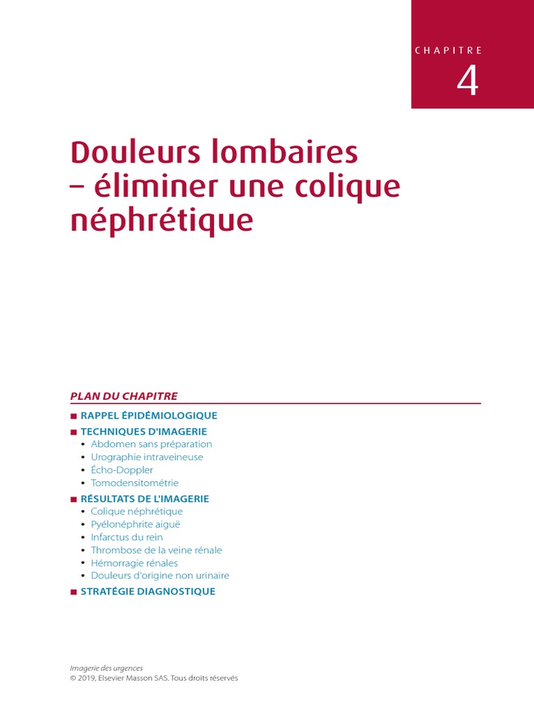 4 Douleurs Lombaires Éliminer Une Colique Néphrétique PDF — free download