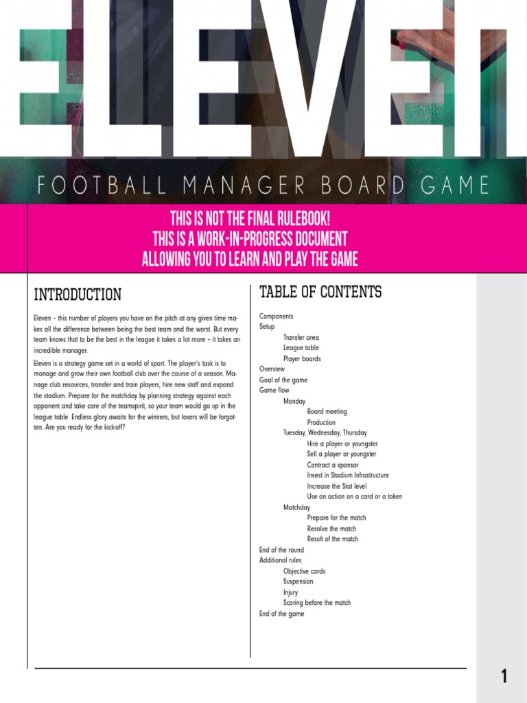 Eleven Football Man Kickstarter Rulebook 182853 PDF Games Of Chance