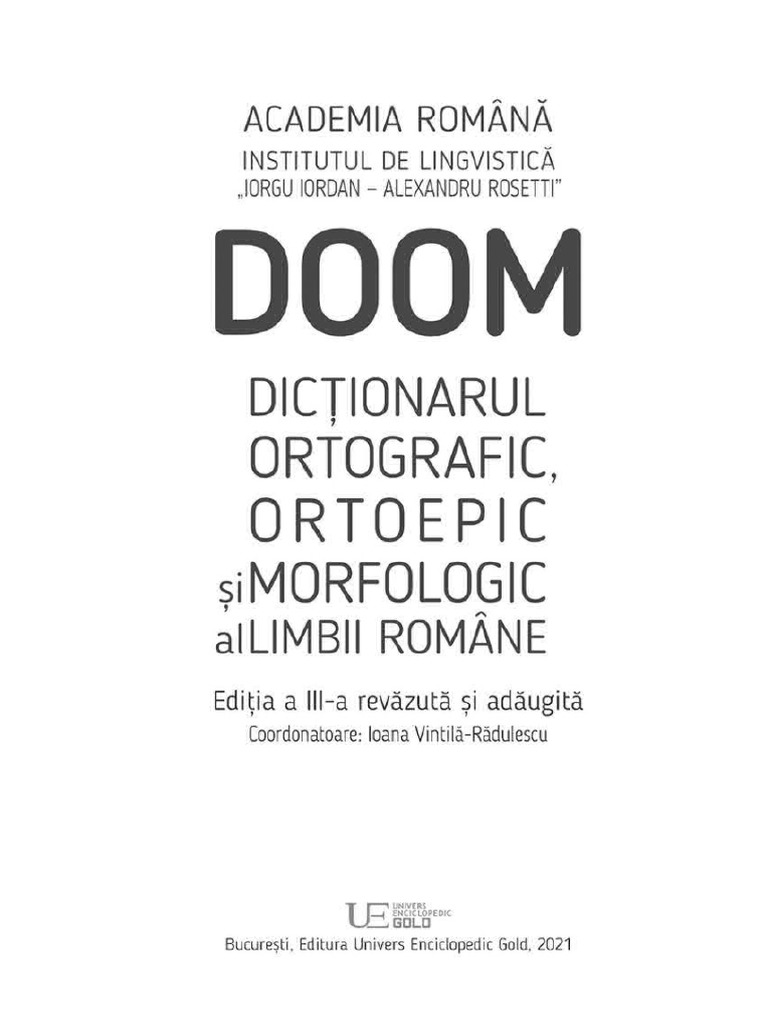Doom 3 Dictionarul Ortografic Ortoepic Si Morfologic Al Limbii Romane