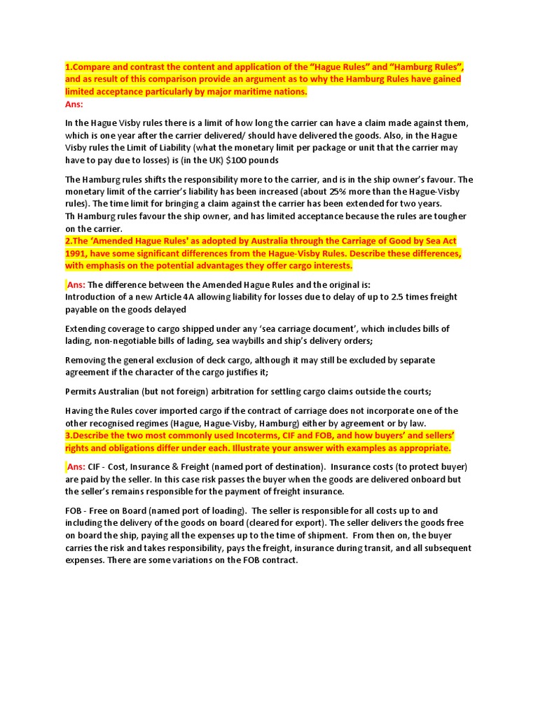 Cargo Damage Liability Sect.7 .Shipping& Law PDF Civil Law (Legal