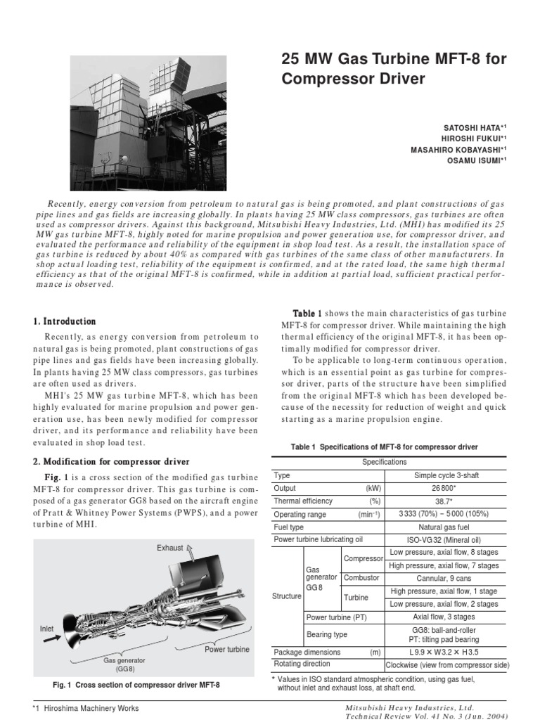 25 MW Gas Turbine MFT-8 for Compressor | PDF | Gas Turbine | Gas Compressor