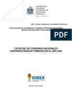 Catálogo de Convenios Vigentes 2020 UNAN Managua