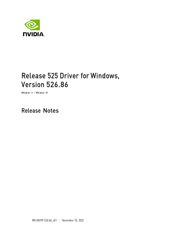 526.86 Win11 Win10 Release Notes | PDF | Graphics Processing Unit | Hdmi