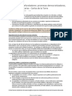 Los Populismo Refundadores Promesas Democratizadoras, Prácticas Autoritarias - Carlos de La Torre